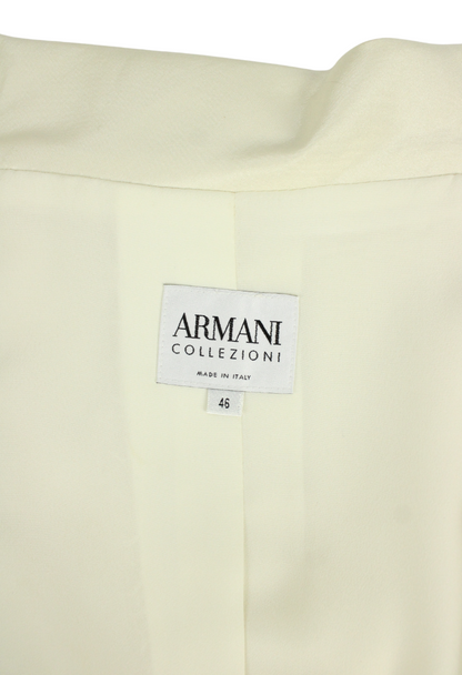 Armani Cappotto scampanato in raso avorio