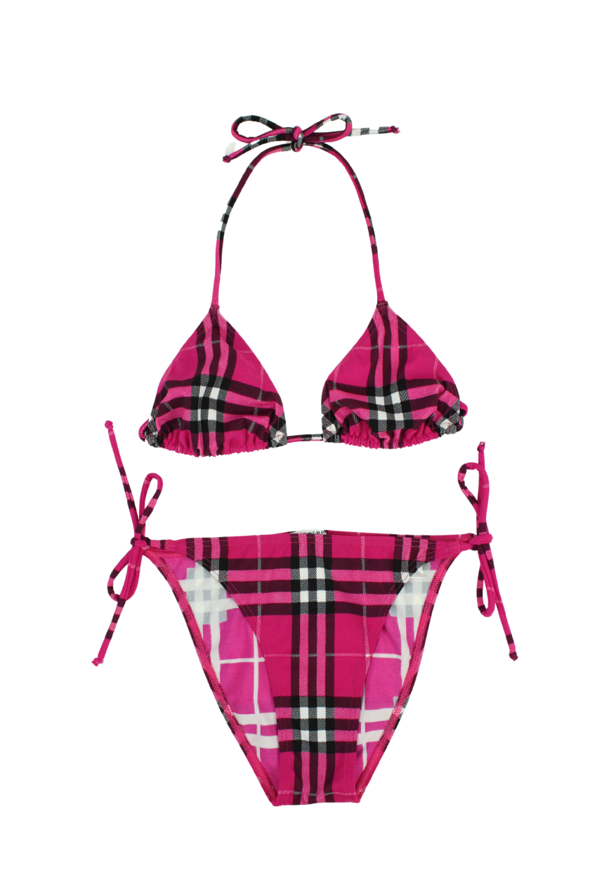 Burberry Bikini and pareo set with fuchsia check pattern