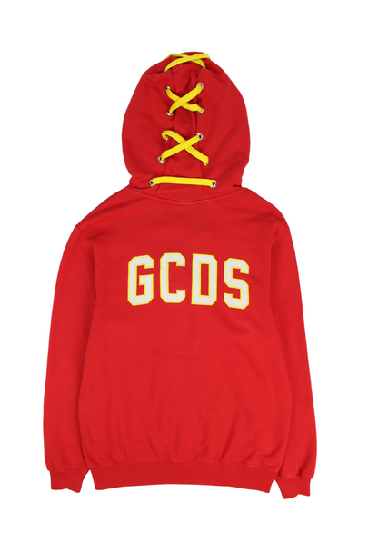 GCDS Maxi Felpa rossa con logo e dettagli lace up