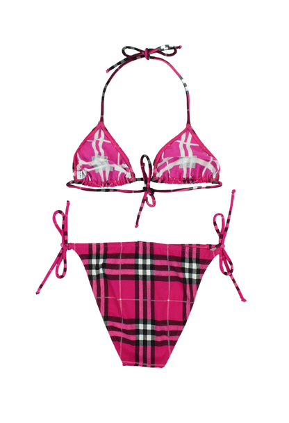 Burberry Bikini and pareo set with fuchsia check pattern