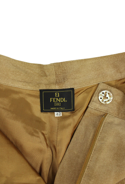 Fendi Pantaloni in pelle scamosciata