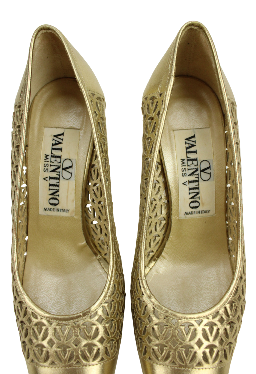 Valentino décolleté oro in pelle