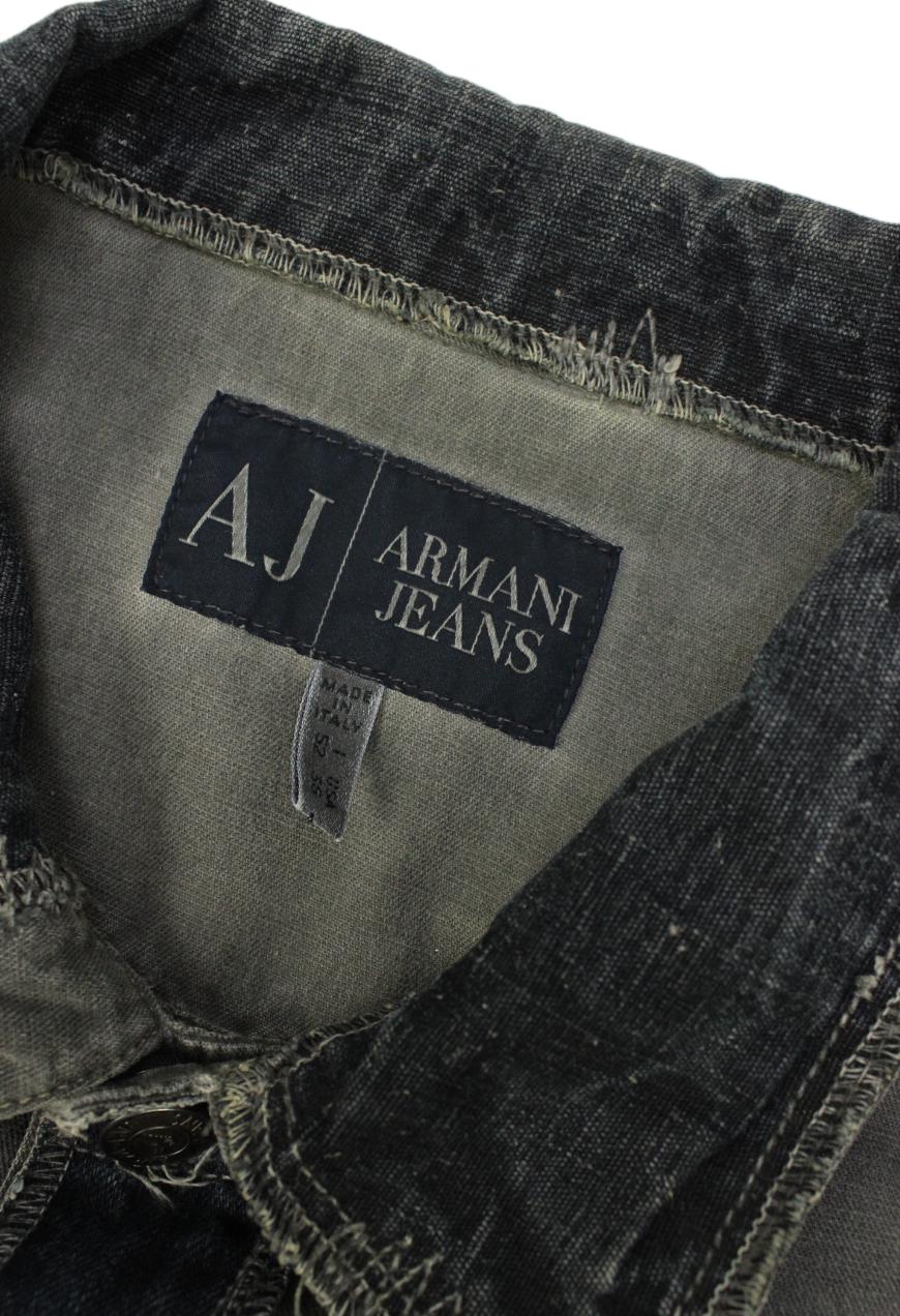 Armani Giacca Trucker in denim scuro patchwork - Garage! Laboratorio Vintage