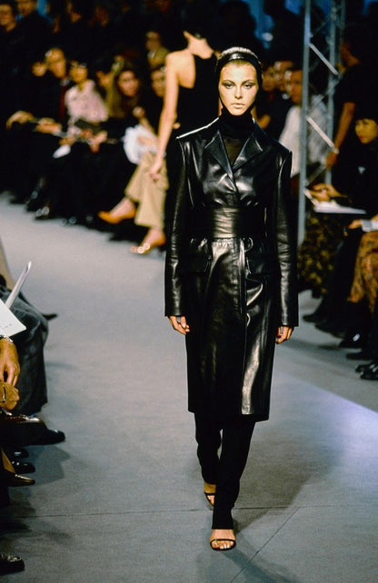 Balenciaga Giacca lunga in pelle nera SS 1998 - giacca