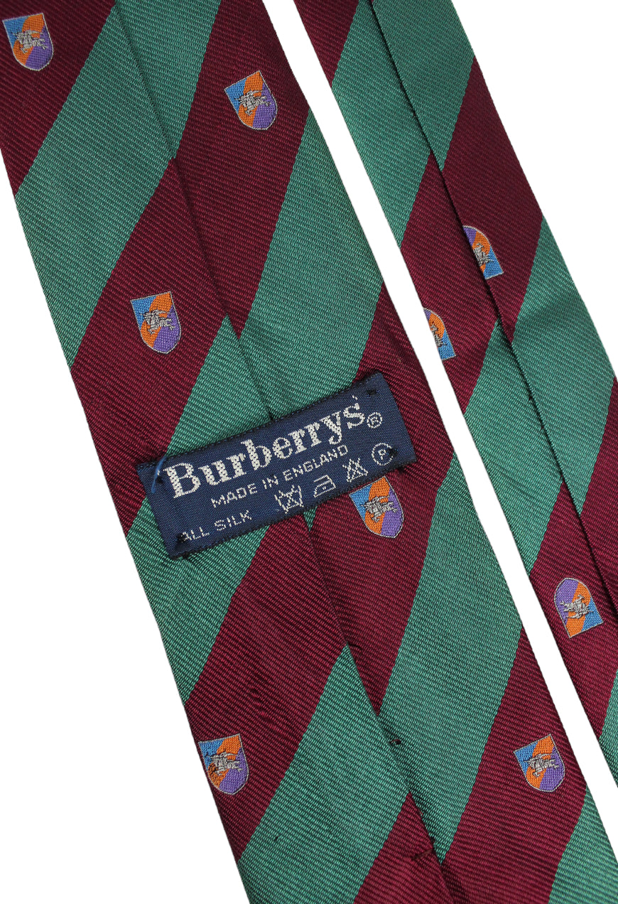 Burberry Cravatta in seta fantasia regimental con loghi -