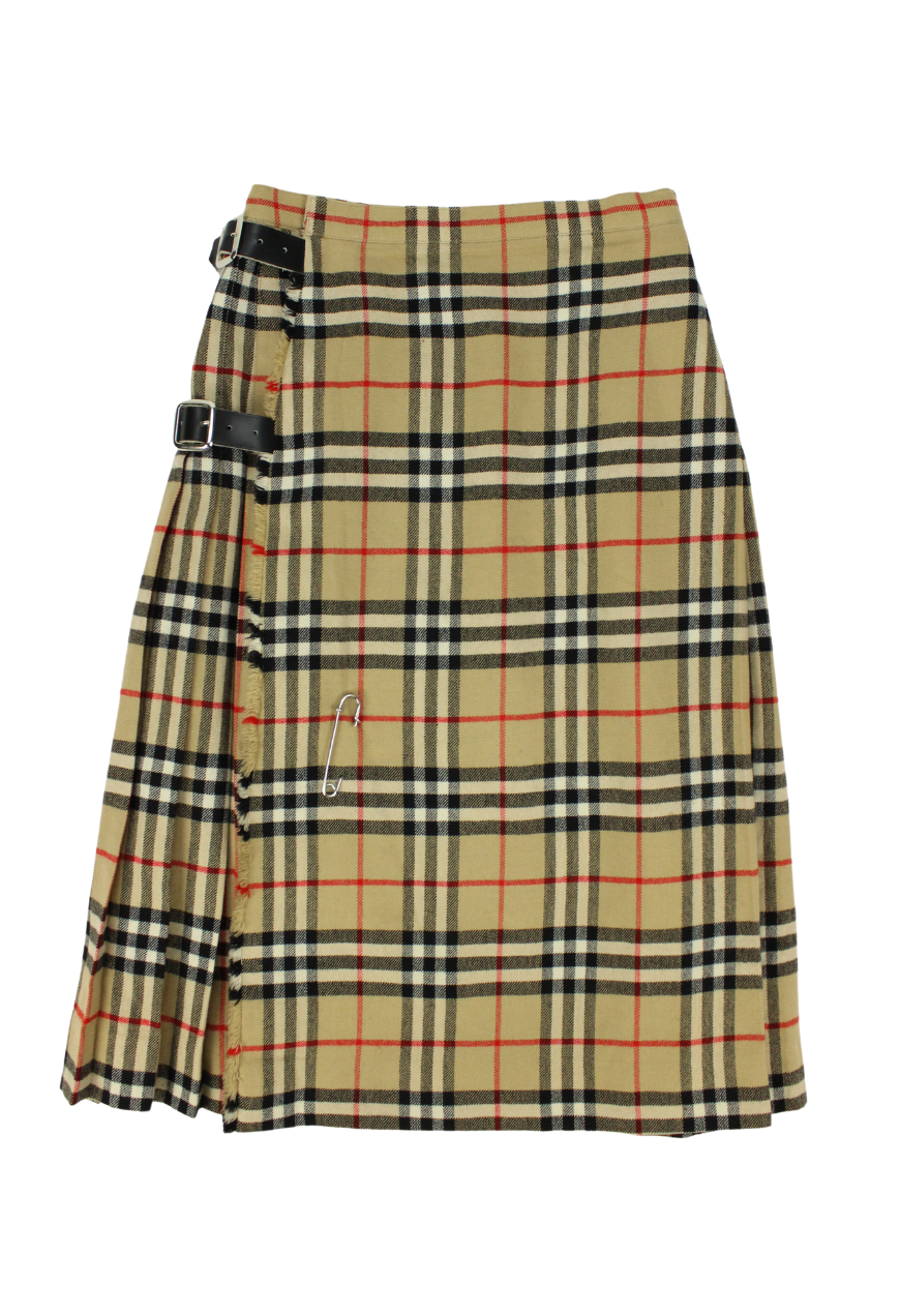 Burberry Gonna kilt in lana check beige - gonna