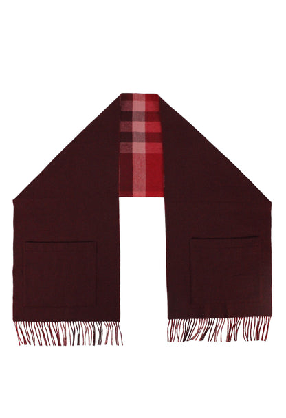 Burberry Scialle in lana e cashmere bordeaux fantasia check