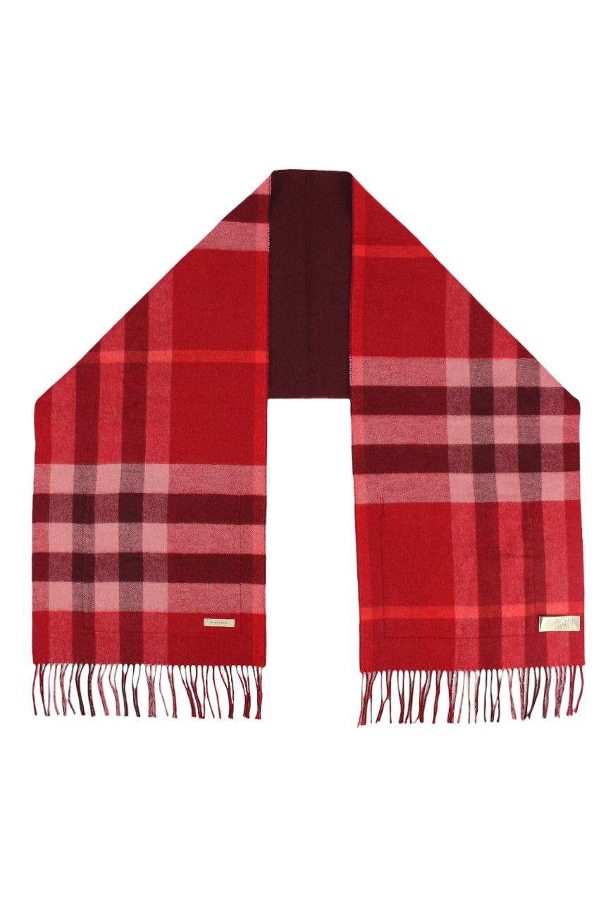 Burberry Scialle in lana e cashmere bordeaux fantasia check