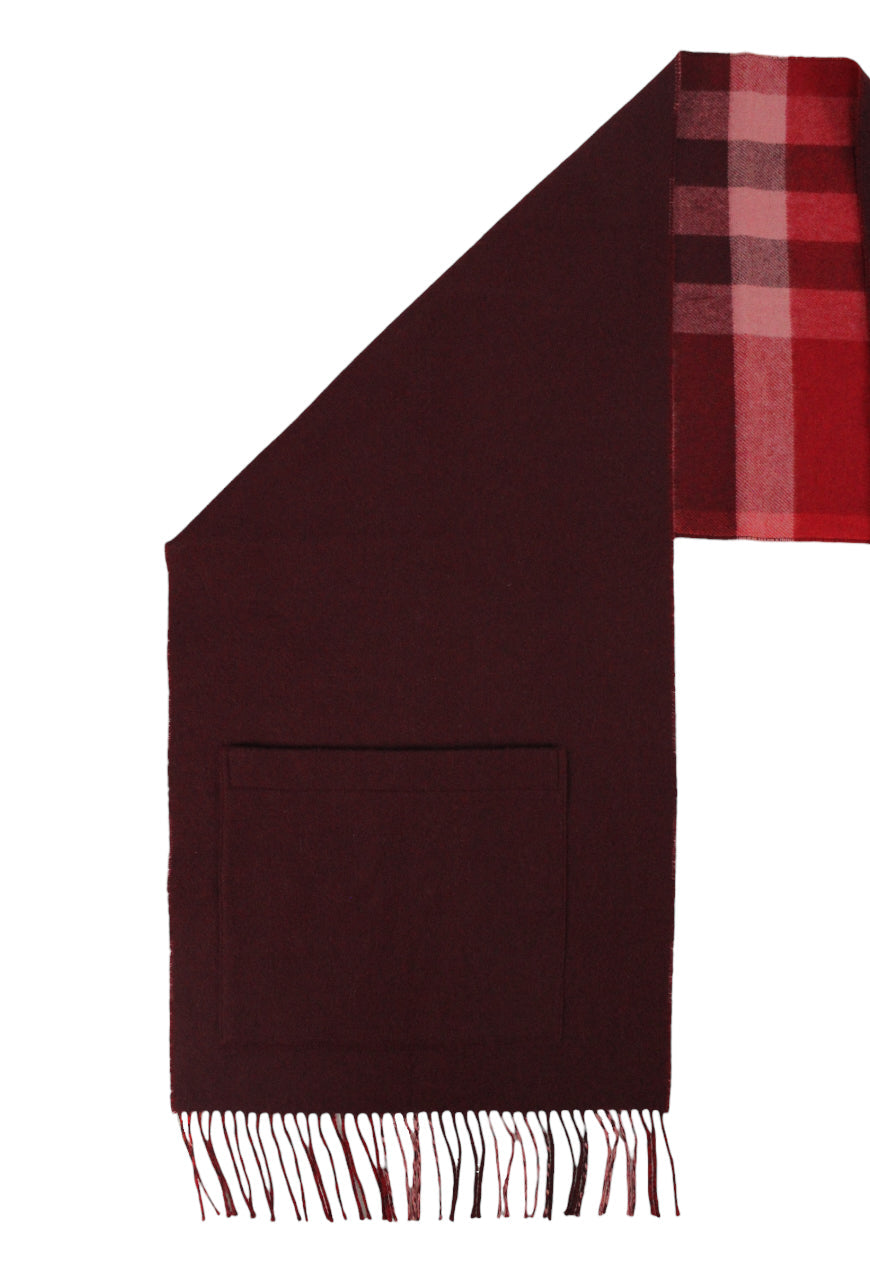 Burberry Scialle in lana e cashmere bordeaux fantasia check