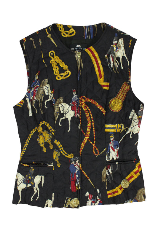 Etro Gilet trapuntato in seta fantasia equestre - gilet