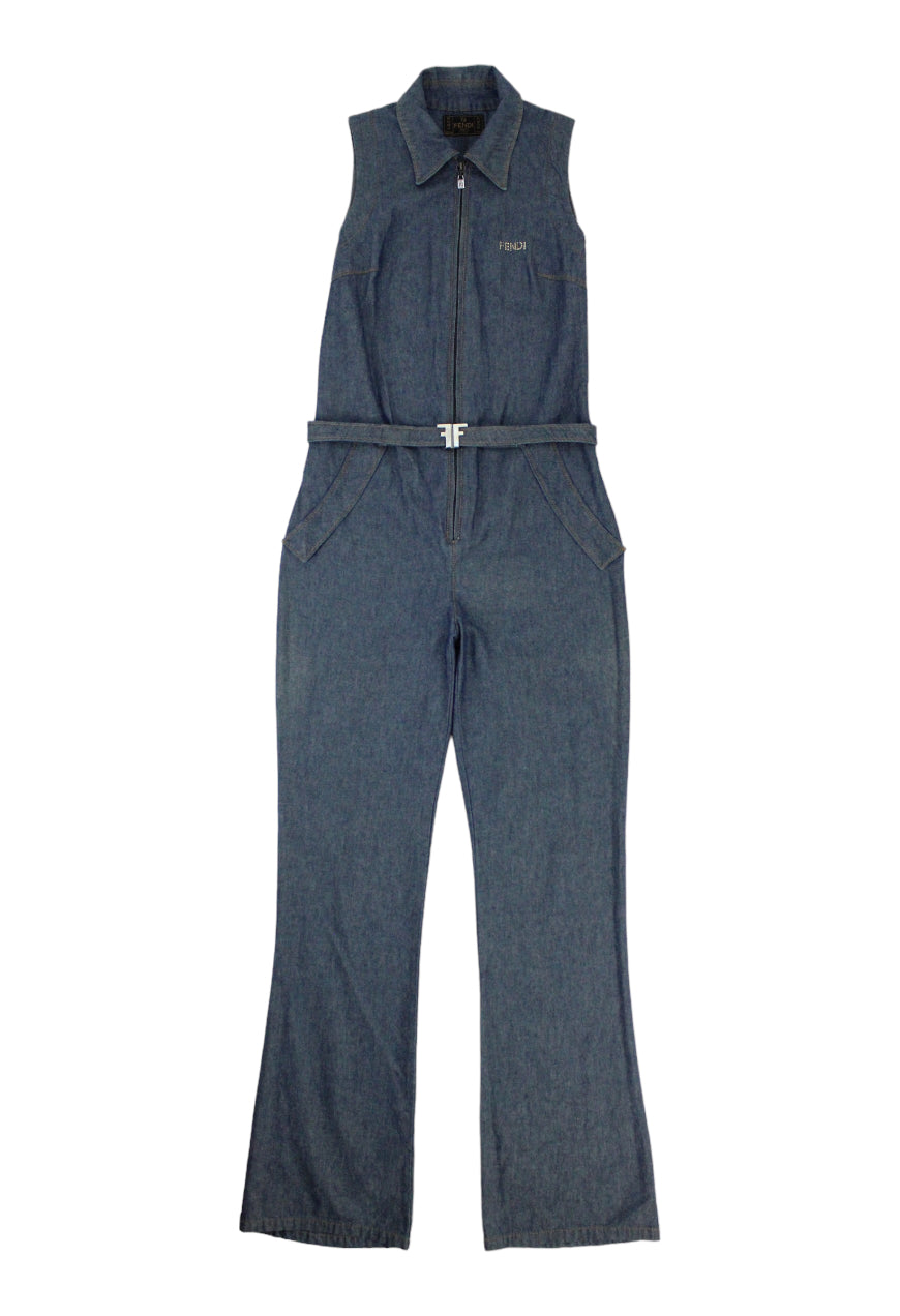 Fendi Jumpsuit in denim con cintura - vestito