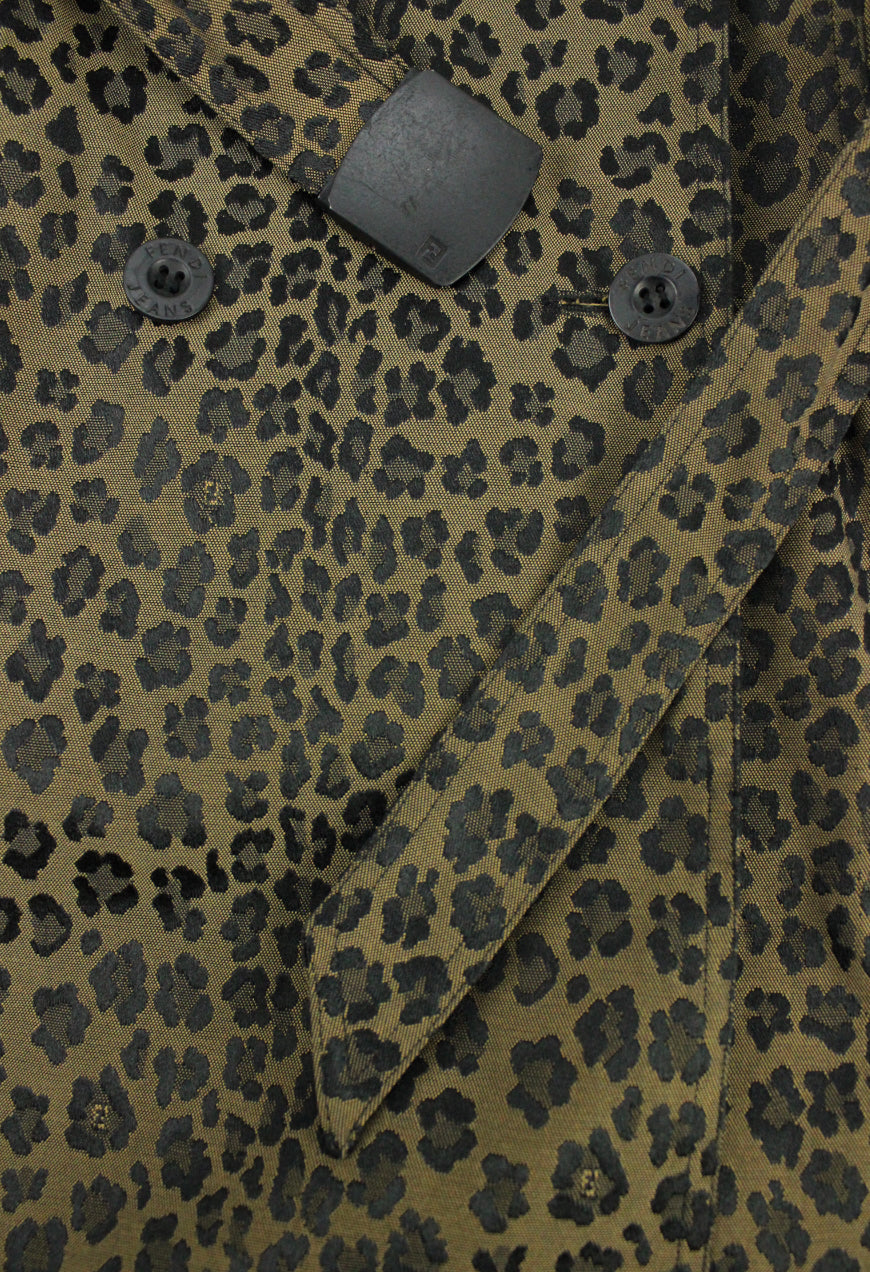 Fendi Trench doppio petto con cintura fantasia leopardata