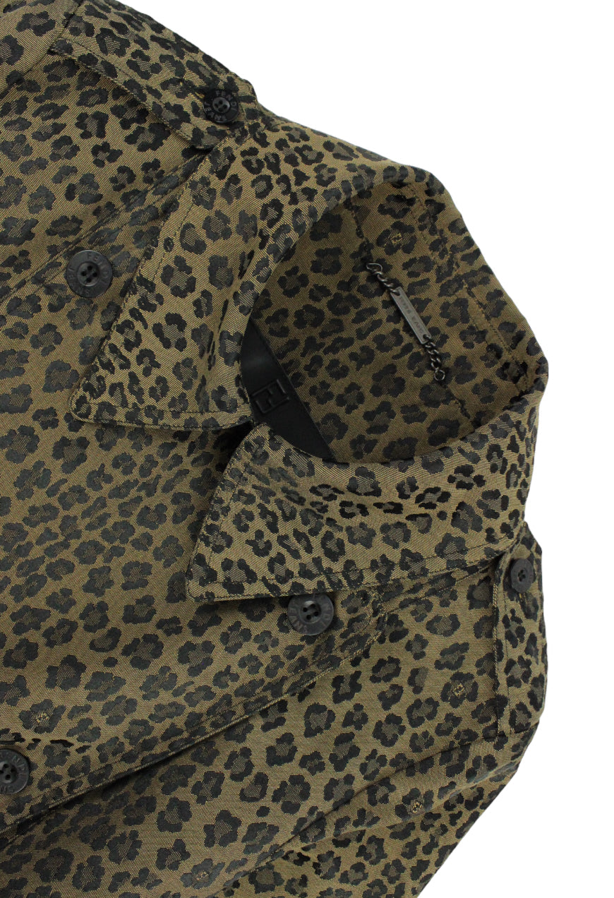 Fendi Trench doppio petto con cintura fantasia leopardata