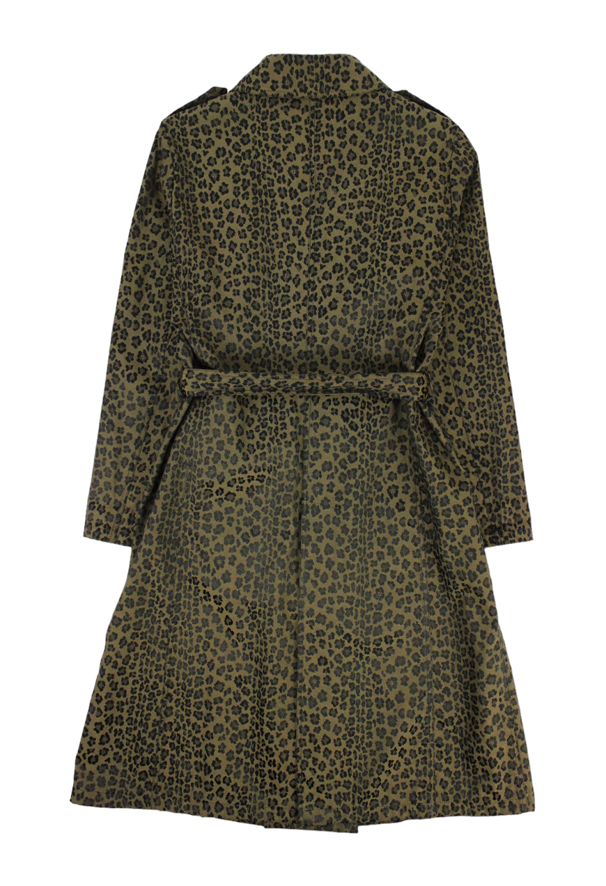 Fendi Trench doppio petto con cintura fantasia leopardata