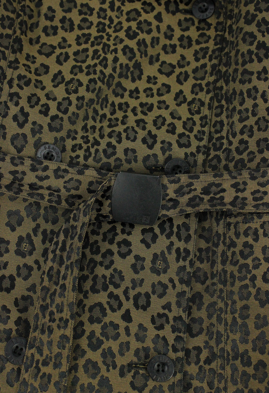 Fendi Trench doppio petto con cintura fantasia leopardata