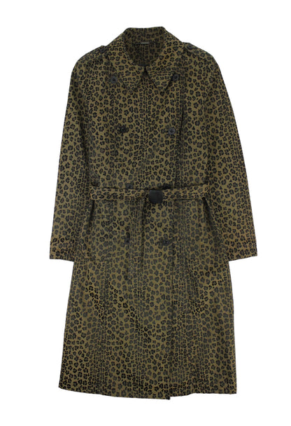 Fendi Trench doppio petto con cintura fantasia leopardata