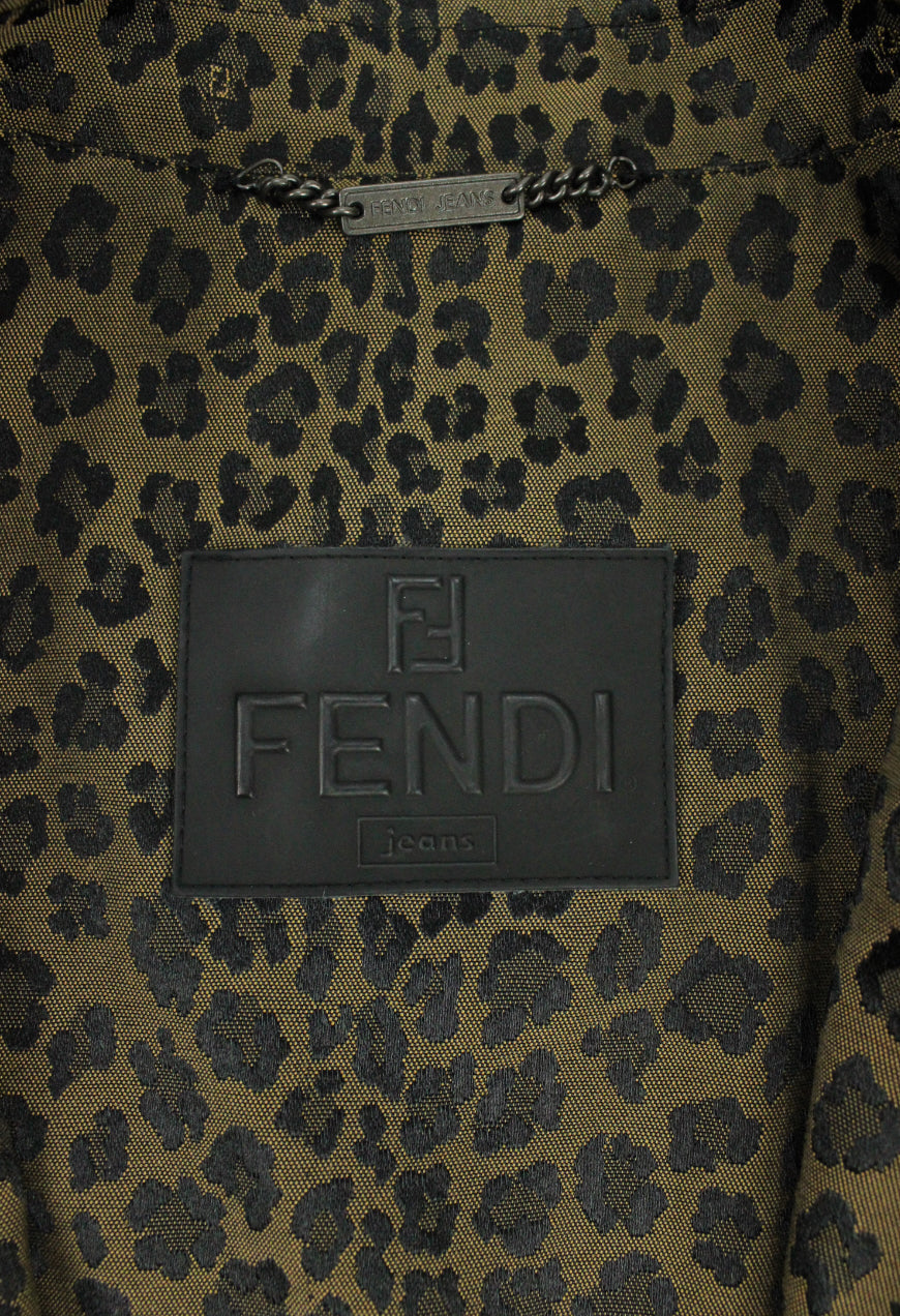 Fendi Trench doppio petto con cintura fantasia leopardata