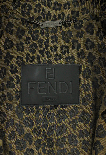 Fendi Trench doppio petto con cintura fantasia leopardata