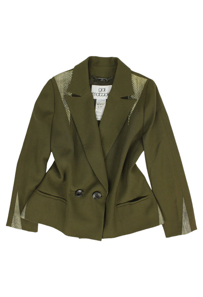 Gai Mattiolo Blazer in lana verde con dettagli in pitone -