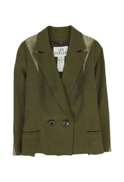 Gai Mattiolo Blazer in lana verde con dettagli in pitone -