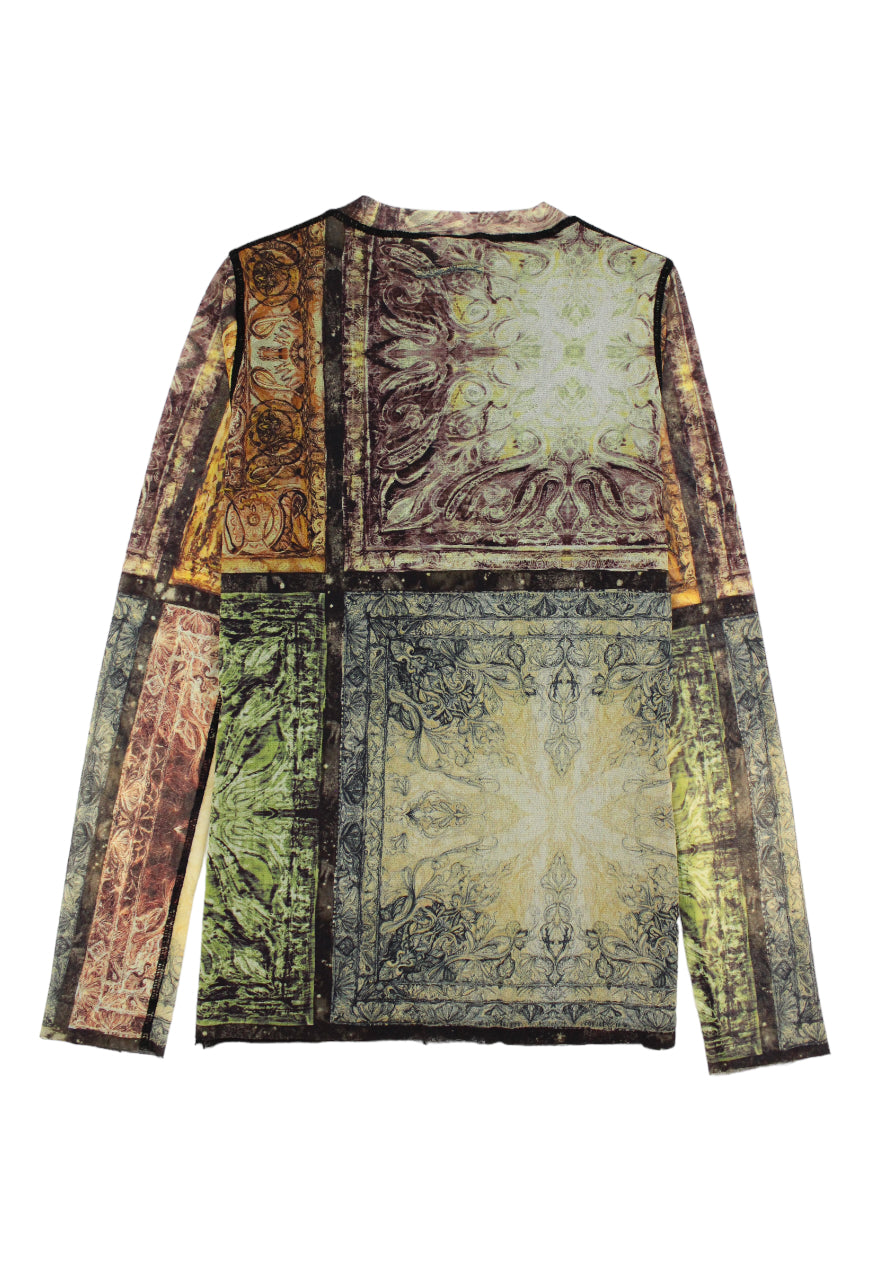 Jean Paul Gaultier Cardigan in mesh stampa patchwork