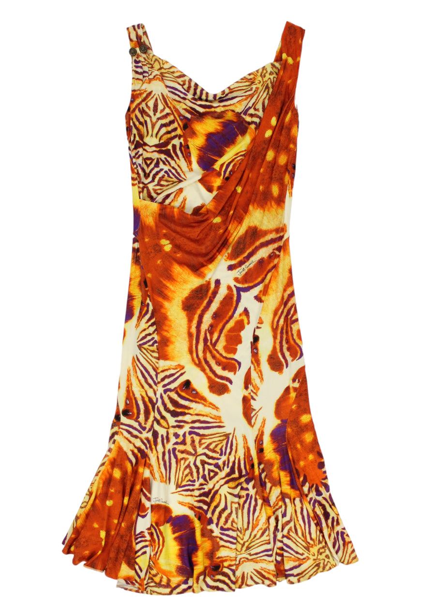 Just Cavalli Abito lungo fantasia animalier arancione -