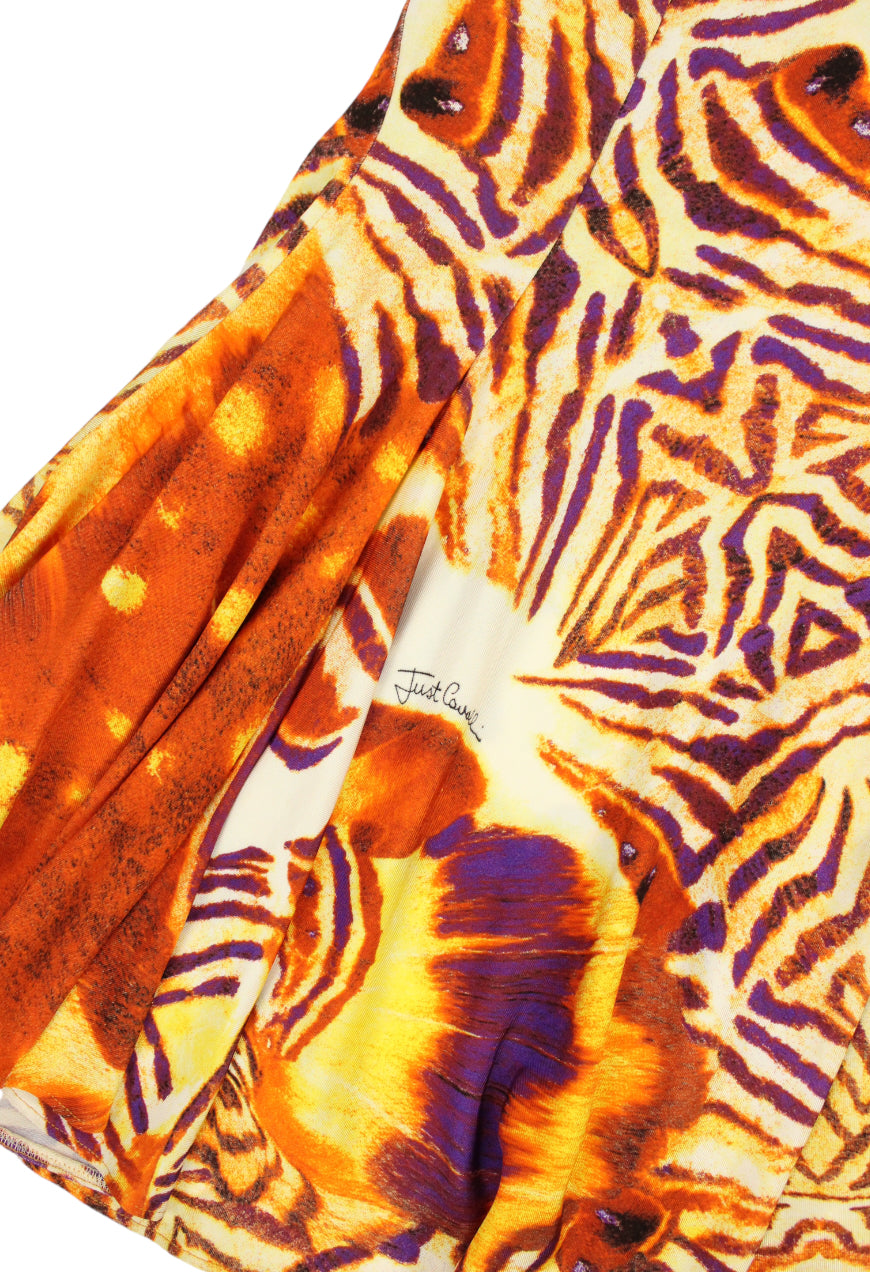 Just Cavalli Abito lungo fantasia animalier arancione -