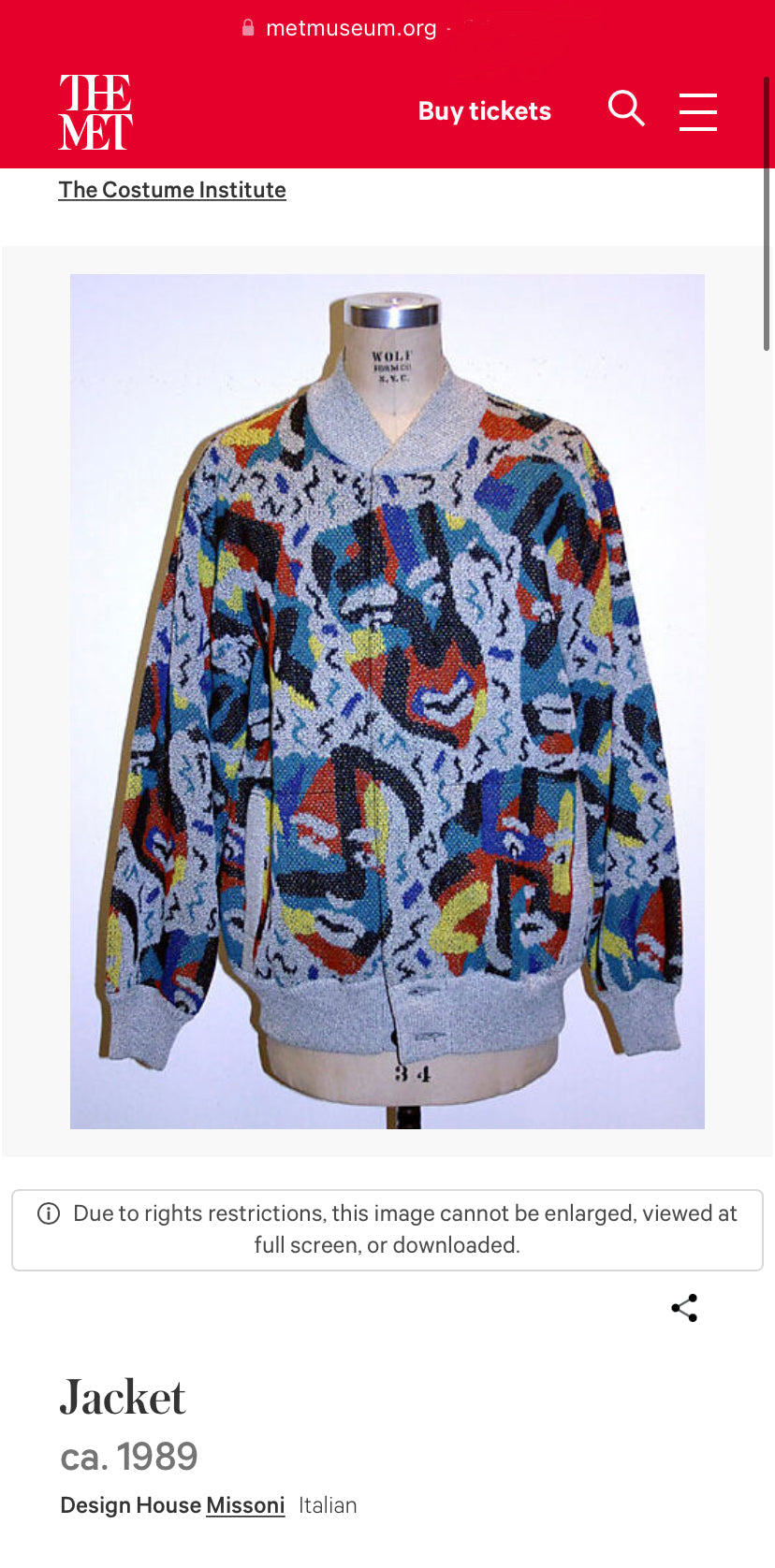 Missoni Pullover fantasia archivio multicolor 1989