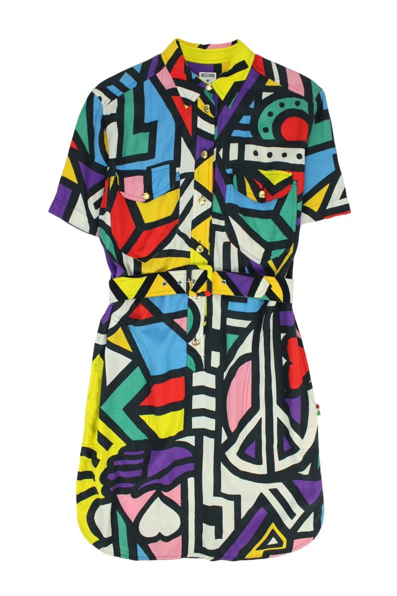 Moschino Abito con cintura stampa pop art - vestito