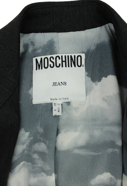 Moschino Blazer grigio con fodera stampa nuvole - blazer