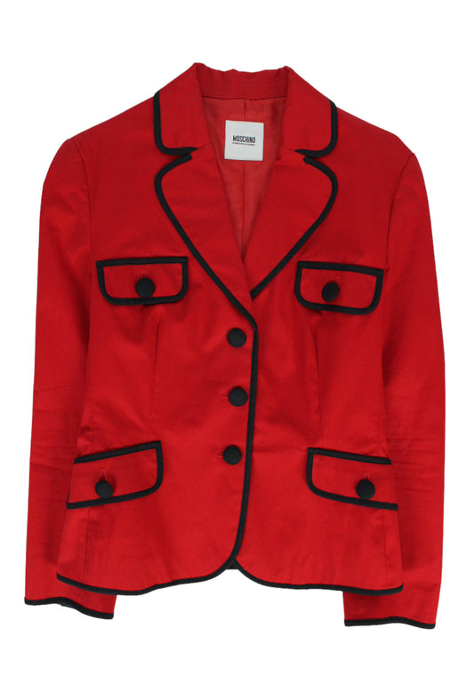 Moschino Blazer rosso con dettagli neri - blazer