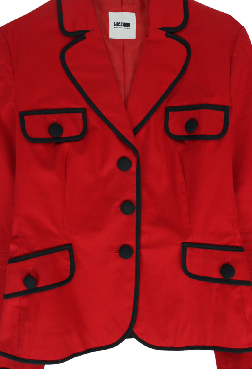 Moschino Blazer rosso con dettagli neri - blazer