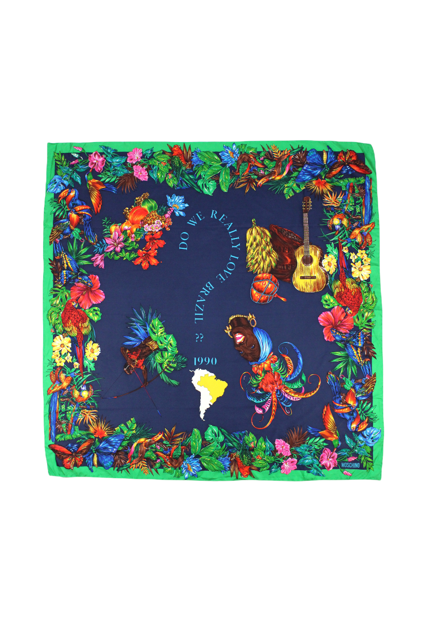 Moschino Foulard in seta fantasia Brazil 1990 - foulard