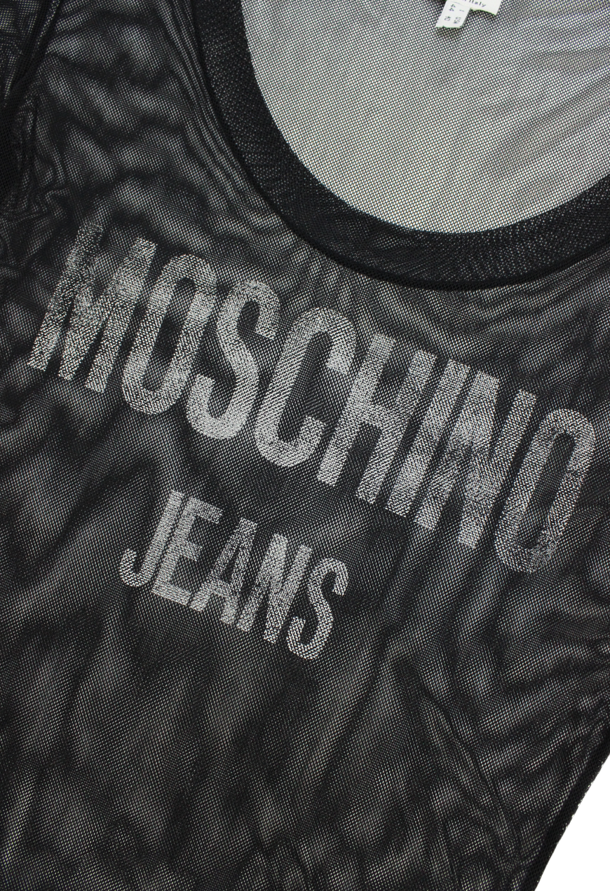 Moschino Top in mesh stampa logo - top