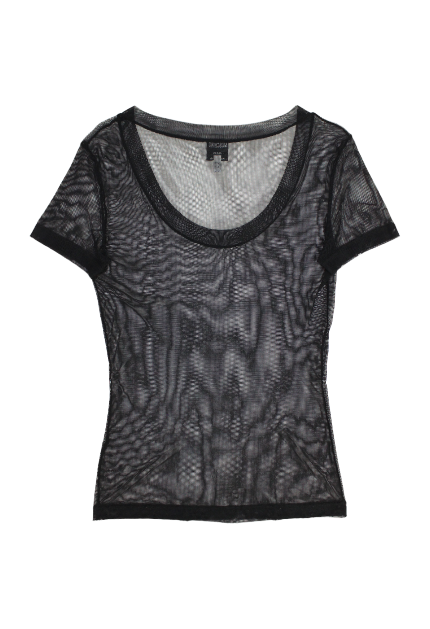 Moschino Top in mesh stampa logo - top