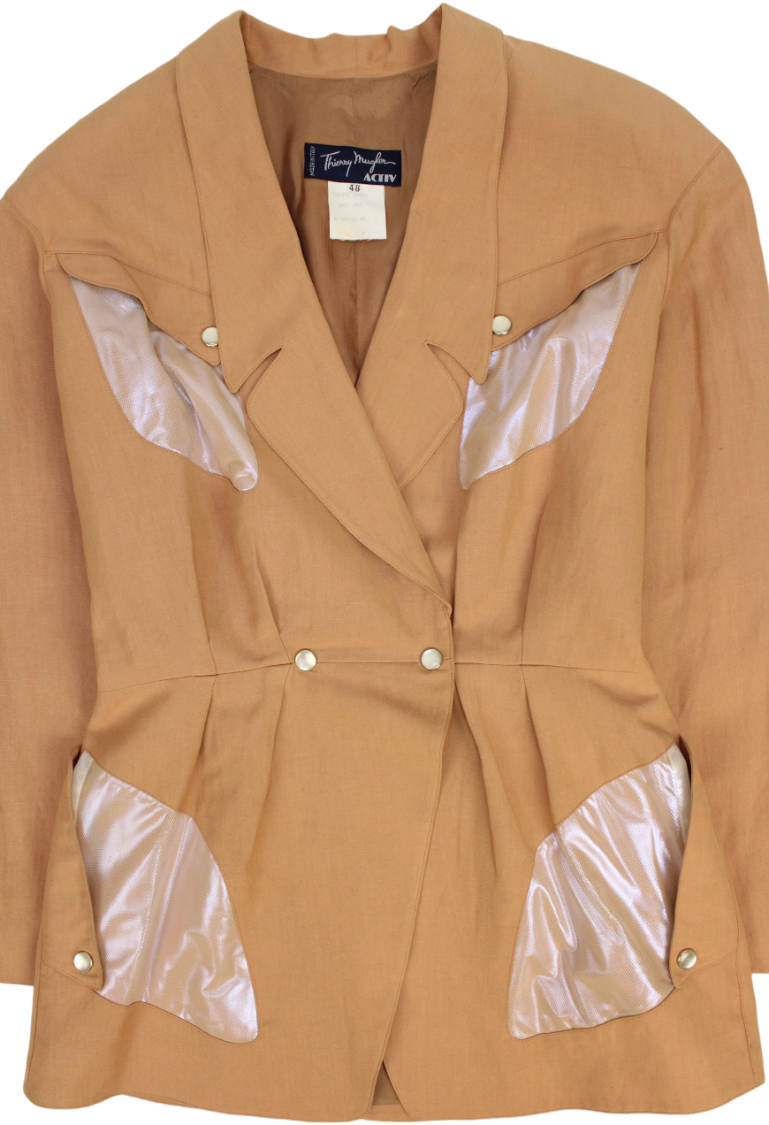 Thierry Mugler Blazer beige con inserti olografici - blazer