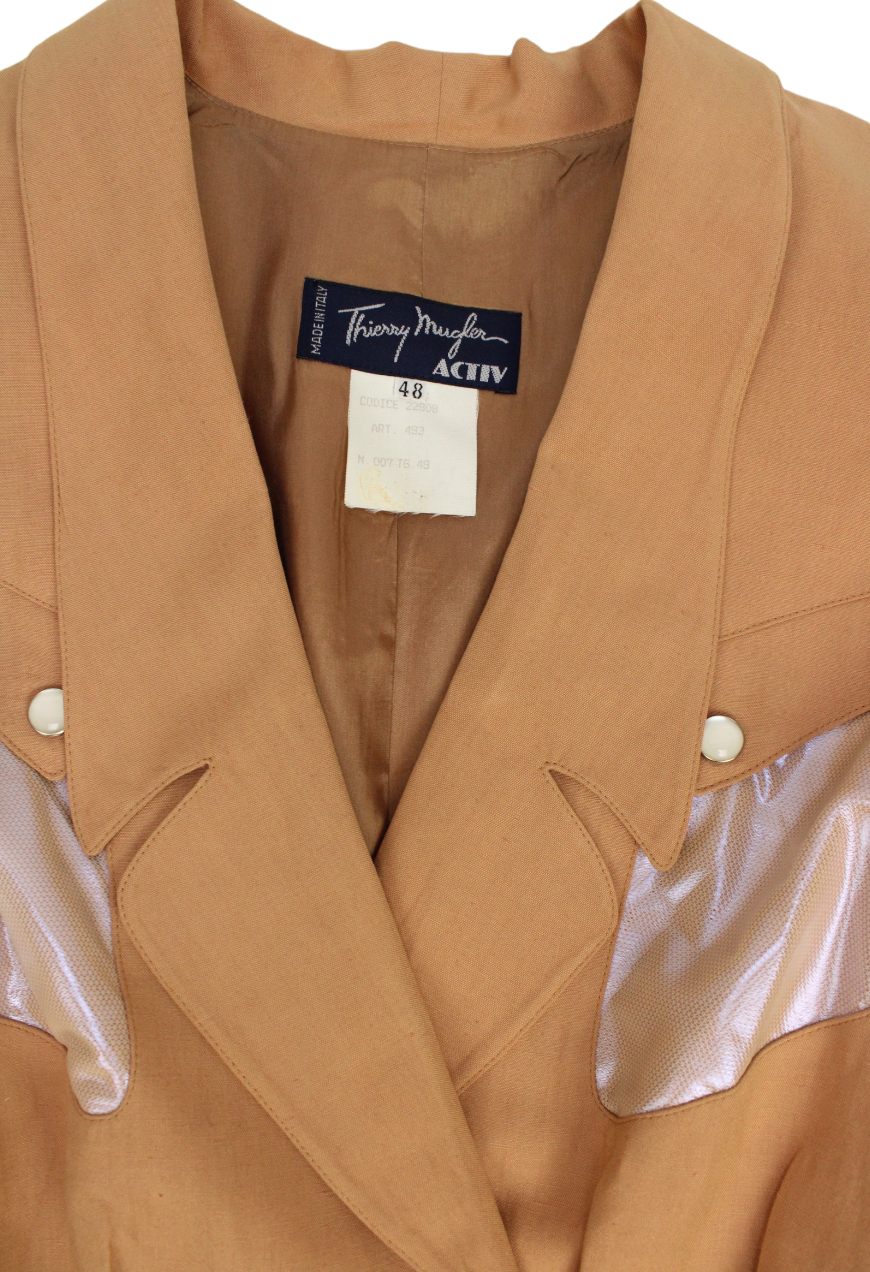 Thierry Mugler Blazer beige con inserti olografici - blazer