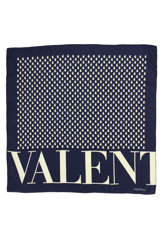 Valentino Foulard blu in seta con logo - foulard