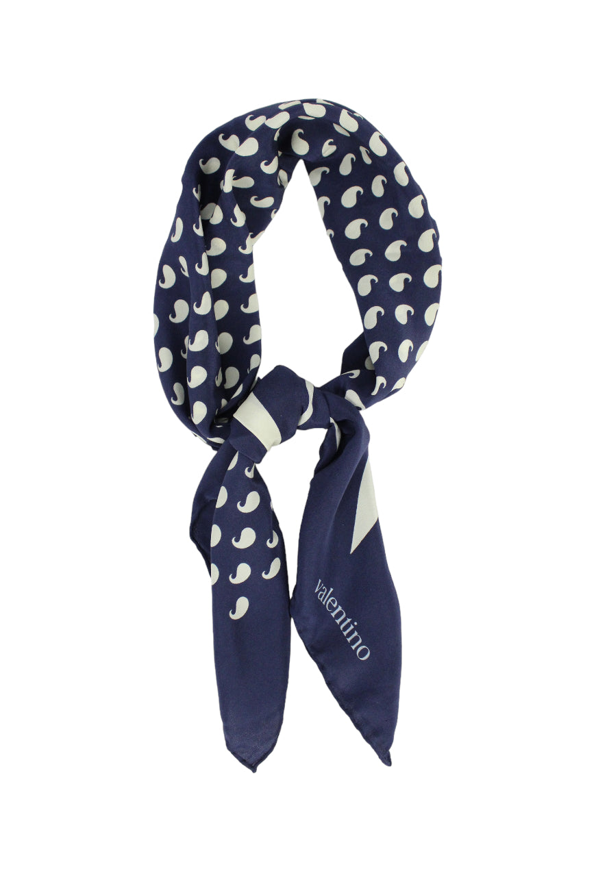 Valentino Foulard blu in seta con logo - foulard