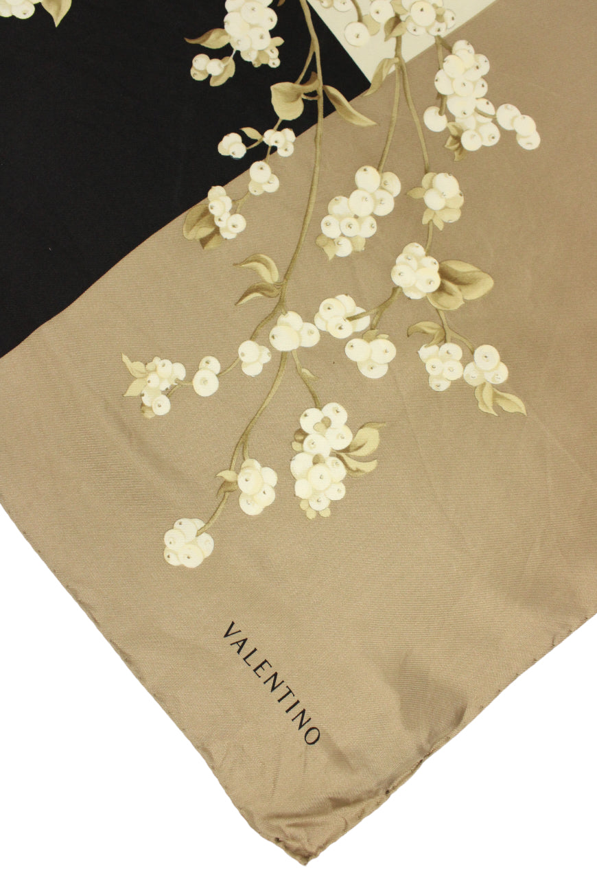 Valentino Foulard in seta fantasia floreale con logo -