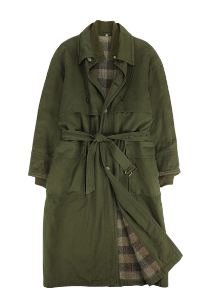 Valentino Trench verde con cintura e interno in lana -