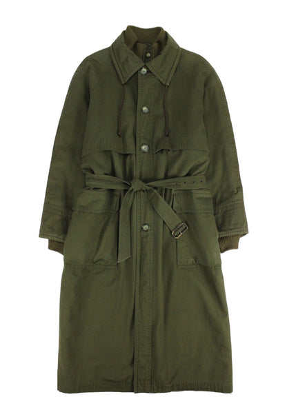 Valentino Trench verde con cintura e interno in lana -