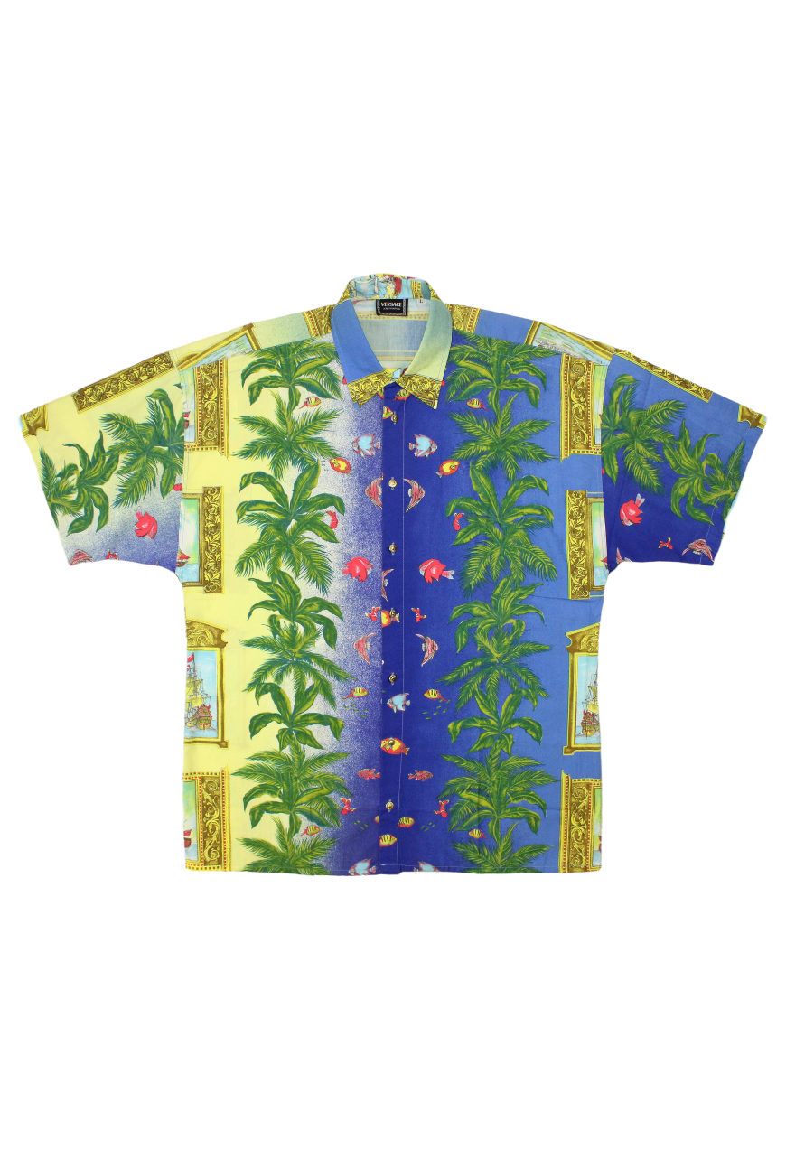 Versace Camicia stampa palme e navi - camicia