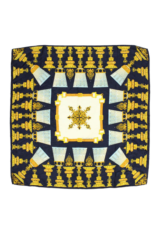 Versace Foulard in seta fantasia barocca con logo - foulard