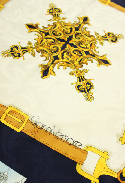 Versace Foulard in seta fantasia barocca con logo - foulard