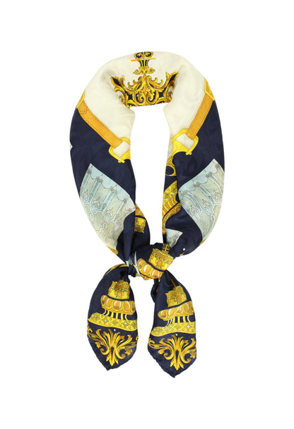 Versace Foulard in seta fantasia barocca con logo - foulard