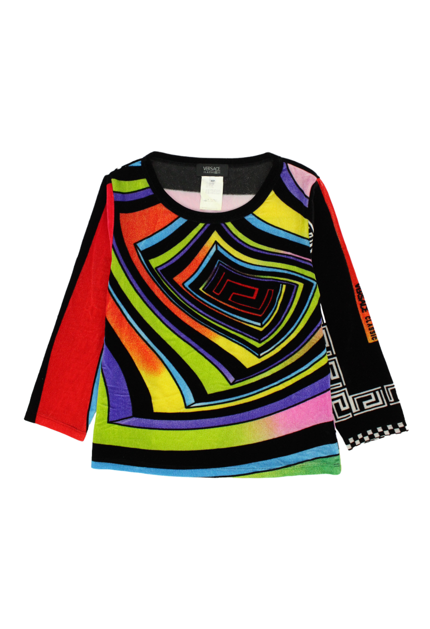 Versace Top fantasia multicolor in velluto - top