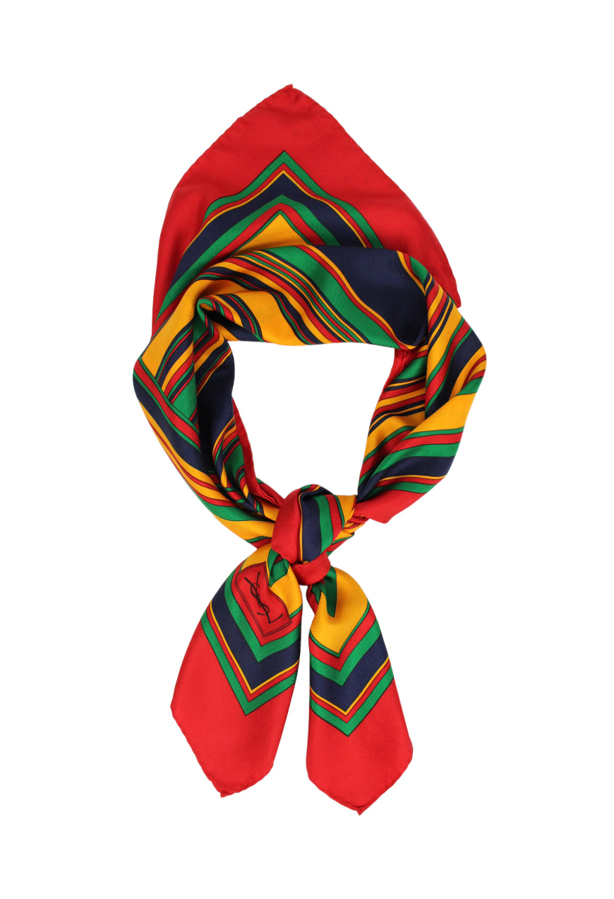 Yves Saint Laurent Foulard in seta a righe con logo -